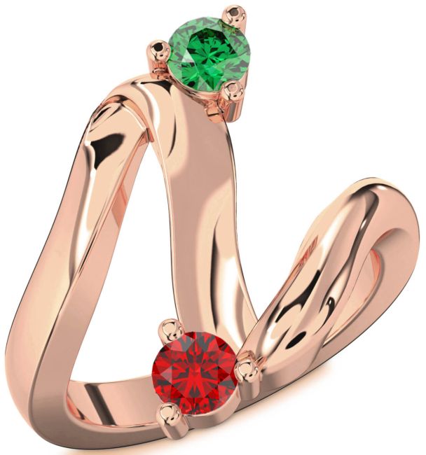 Rose Gold Round Two Stone Promise Ring