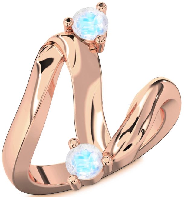 Moonstone Rose Gold Round Two Stone Ring
