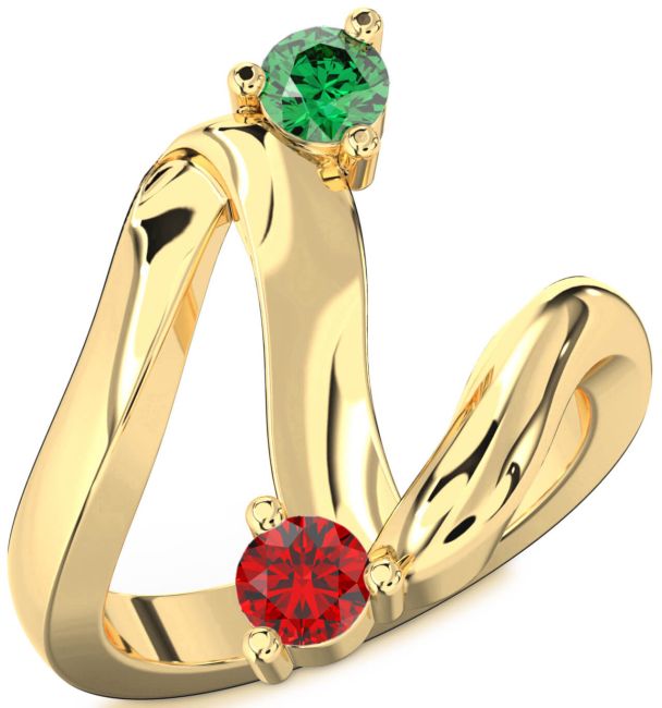 Gold Round Two Stone Promise Ring
