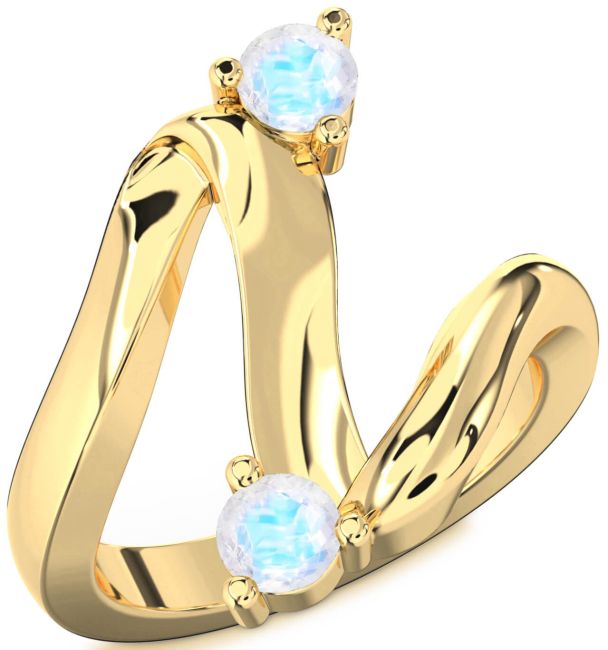 Moonstone Gold Round Two Stone Ring