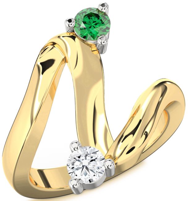 Gold Silver Round Two Stone Promise Ring