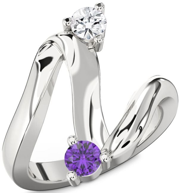 White Gold Round Two Stone Promise Ring