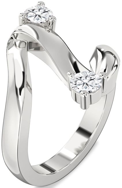 Lab Diamond Silver Round Two Stone Ring