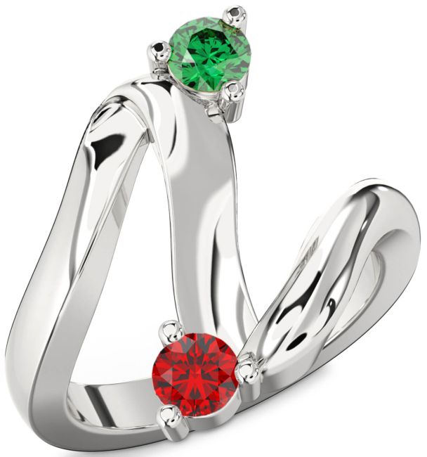 Silver Round Two Stone Promise Ring