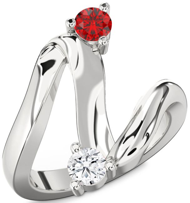 Silver Round Two Stone Promise Ring