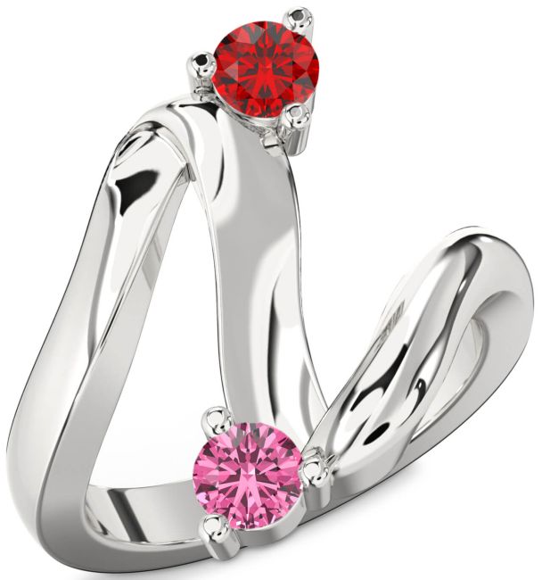 Silver Round Two Stone Promise Ring