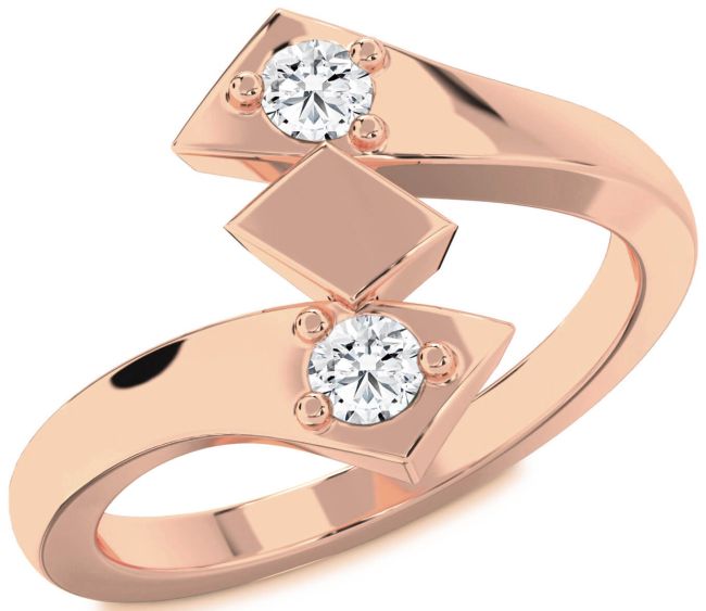 Diamond Rose Gold Round Two Stone Ring
