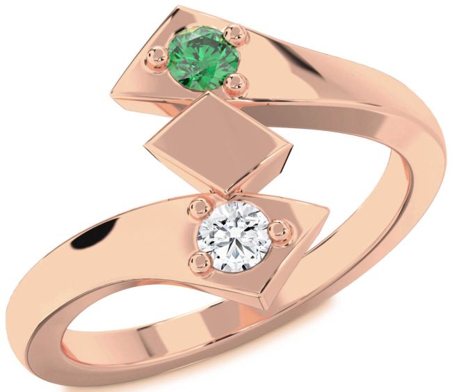 Rose Gold Round Two Stone Promise Ring