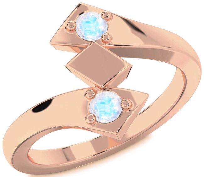 Moonstone Rose Gold Round Two Stone Ring
