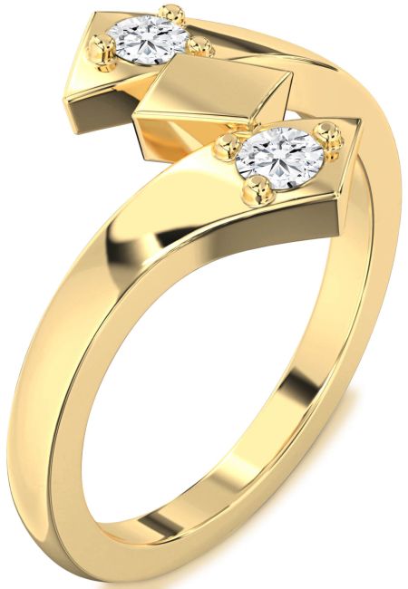 Lab Diamond Gold Round Two Stone Ring