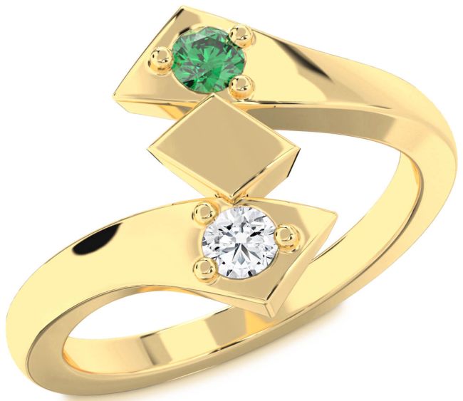 Gold Round Two Stone Promise Ring