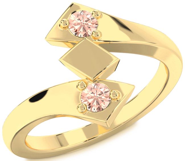 Morganite Gold Round Two Stone Ring