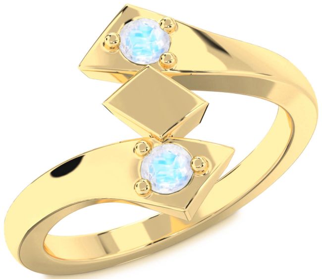 Moonstone Gold Round Two Stone Ring