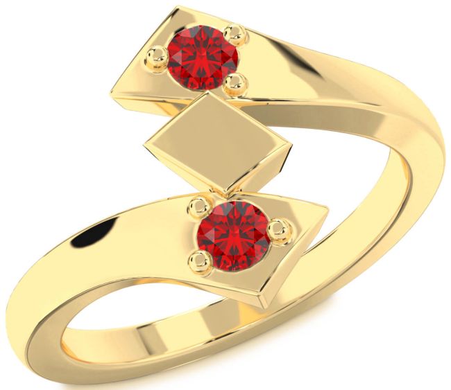 Ruby Gold Round Two Stone Birthstone Ring