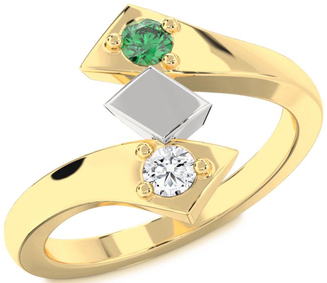 Gold Silver Round Two Stone Promise Ring