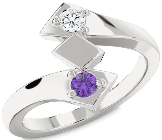 Silver Round Two Stone Promise Ring