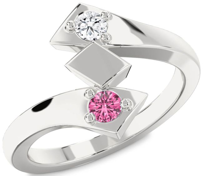 Silver Round Two Stone Promise Ring