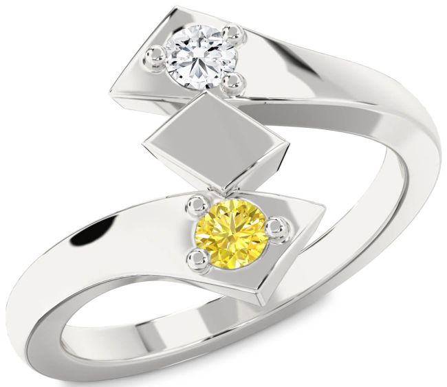 Silver Round Two Stone Promise Ring