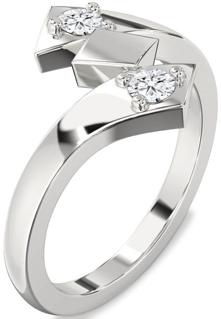 Lab Diamond Silver Round Two Stone Ring