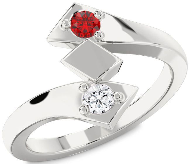 Silver Round Two Stone Promise Ring