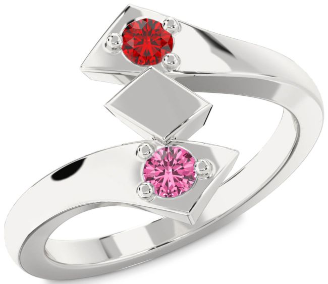 Silver Round Two Stone Promise Ring
