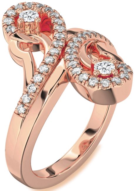 Lab Diamond Rose Gold Round Two Stone Ring
