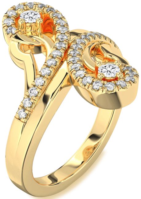 Lab Diamond Gold Round Two Stone Ring