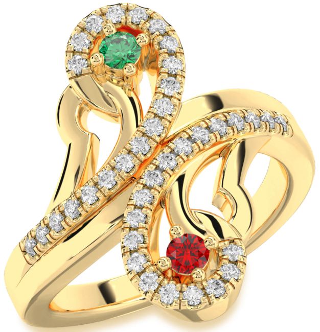 Diamond Gold Round Two Stone Promise Ring