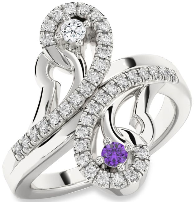 Diamond Silver Round Two Stone Promise Ring
