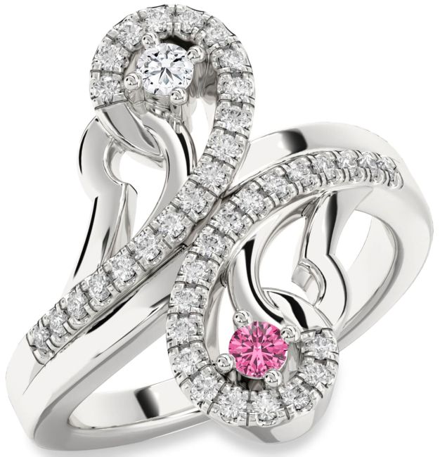 Diamond Silver Round Two Stone Promise Ring