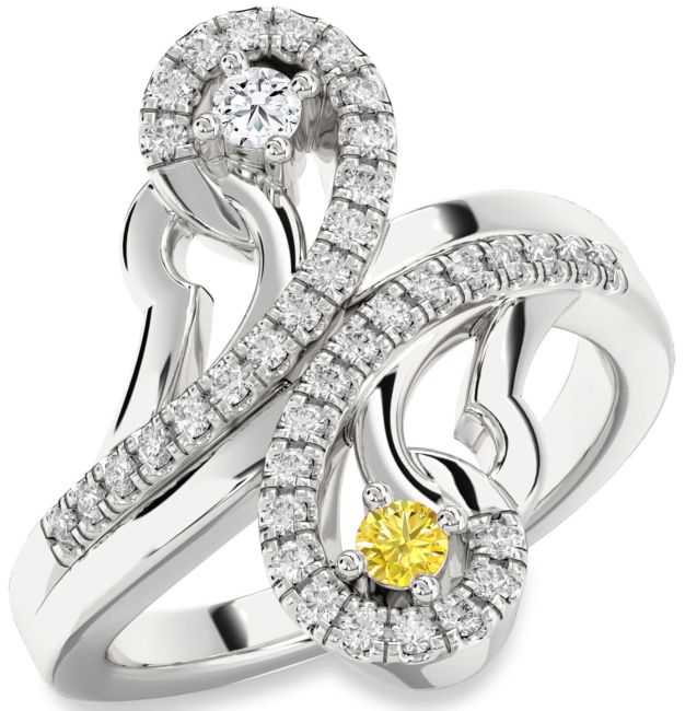 Diamond Silver Round Two Stone Promise Ring