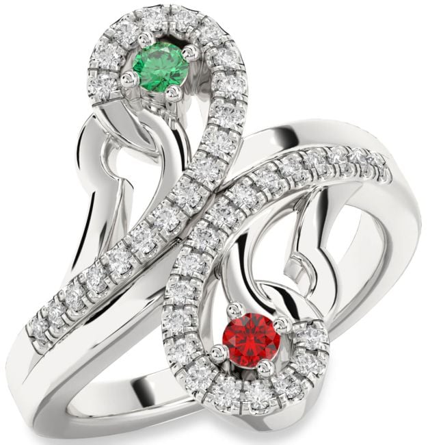 Diamond Silver Round Two Stone Promise Ring