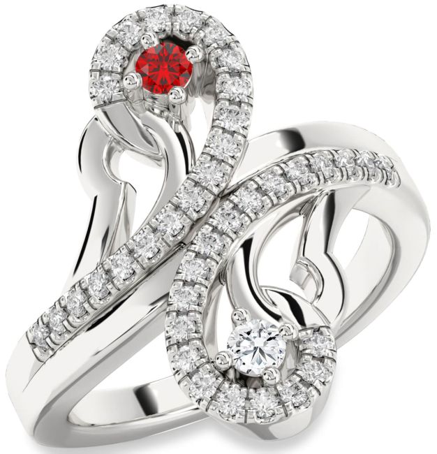Diamond Silver Round Two Stone Promise Ring