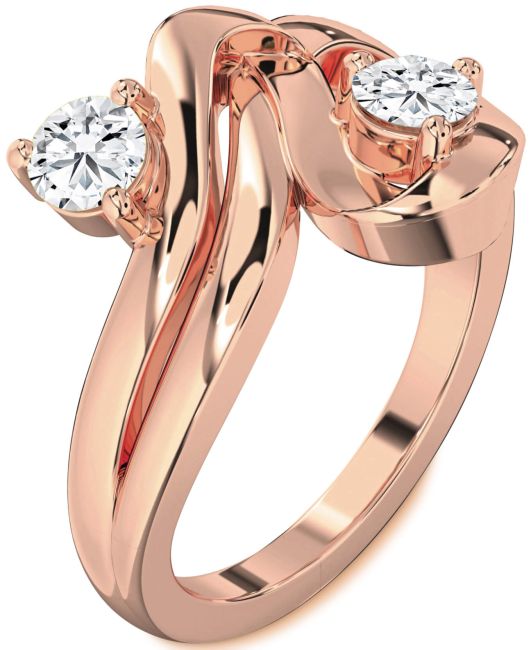 Lab Diamond Rose Gold Round Two Stone Ring