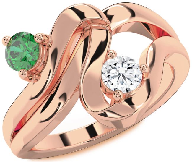 Rose Gold Round Two Stone Promise Ring
