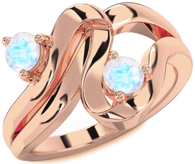 Moonstone Rose Gold Round Two Stone Ring