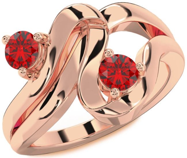 Ruby Rose Gold Round Two Stone Birthstone Ring