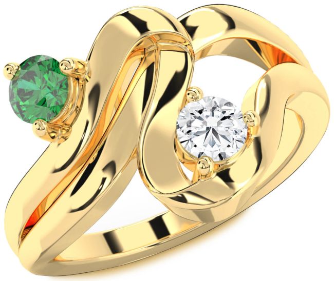 Gold Round Two Stone Promise Ring