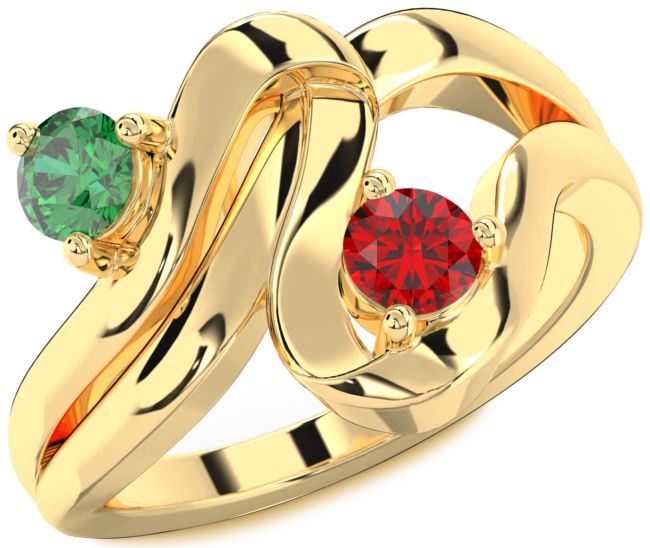 Gold Round Two Stone Promise Ring