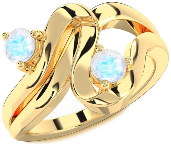 Moonstone Gold Round Two Stone Ring