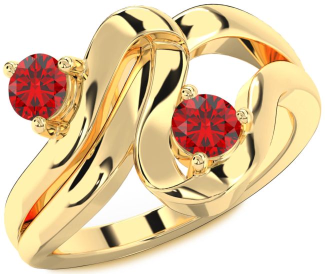 Ruby Gold Round Two Stone Birthstone Ring