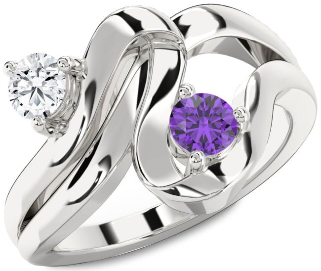 Silver Round Two Stone Promise Ring