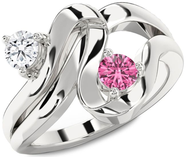 Silver Round Two Stone Promise Ring