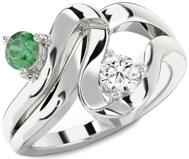 Platinum Round Two Stone Promise Ring