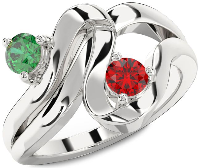 Silver Round Two Stone Promise Ring