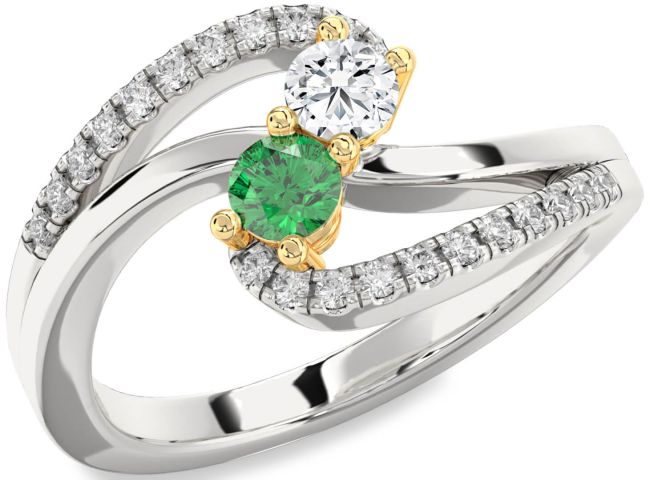 Diamond Gold Silver Round Two Stone Promise Ring