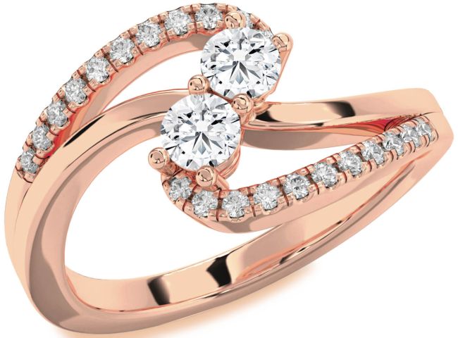Diamond Rose Gold Round Two Stone Ring