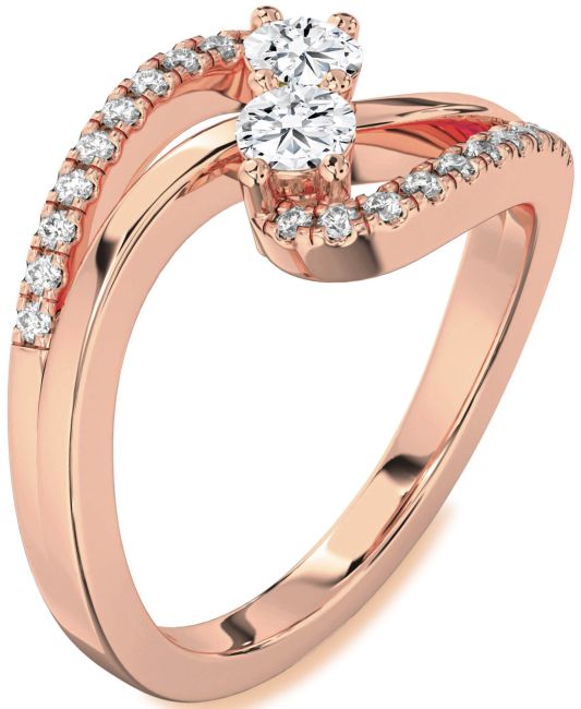 Lab Diamond Rose Gold Round Two Stone Ring