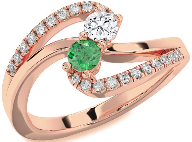 Diamond Rose Gold Round Two Stone Promise Ring