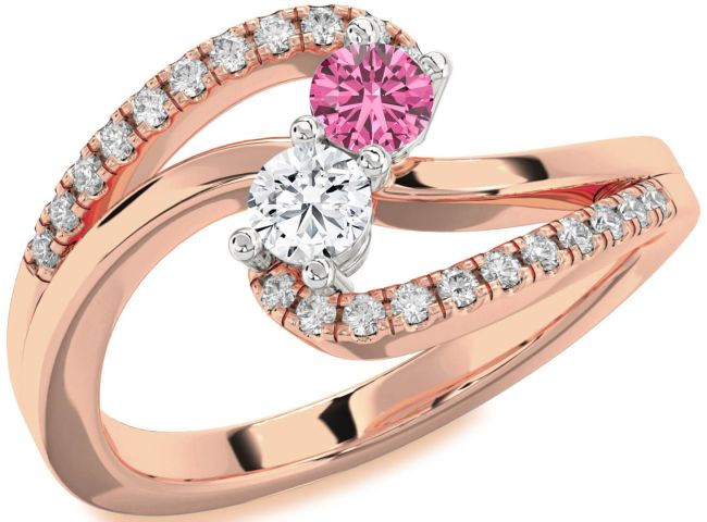 Diamond Platinum & Rose Gold Round Two Stone Promise Ring